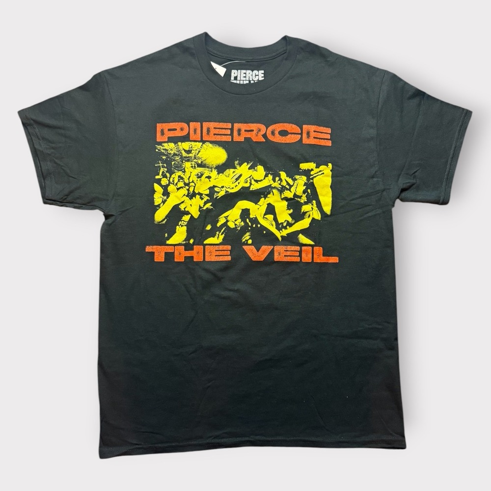 Pierce‎ The Veil I Can't Hear You Band T-Shirt Black Orange Yellow Mens Large